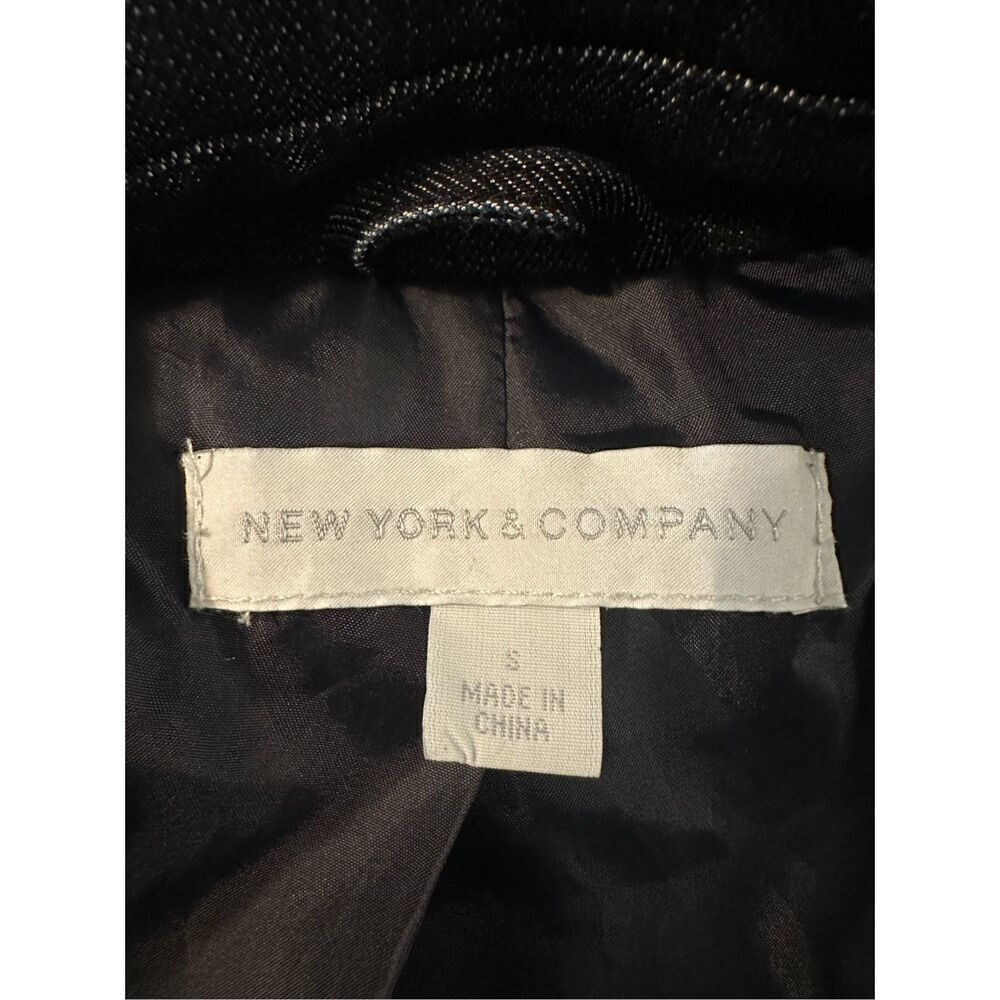 New York & Company Women's Denim Blue Belted Long Trench Coat Size Small - Picture 7 of 7